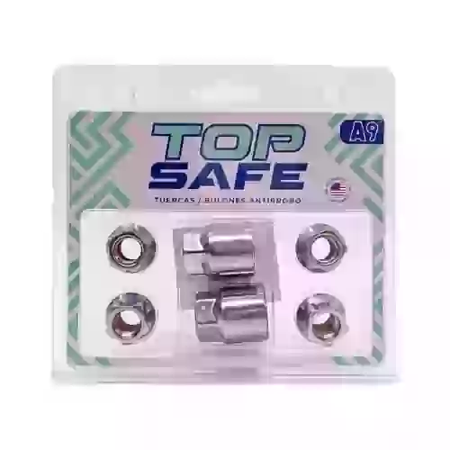 Conjunto de tuercas antirrobo - conjunto de 4 tuercas + 2 llaves medidas  paso de rosca 12x1.25 conico, hexagono 21mm, largo 17mm  
