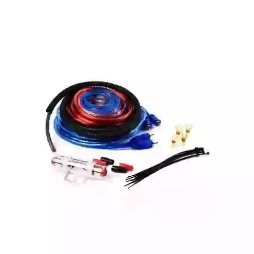 Fichas de audio - kit de cables para potencia. cableado delgado. 8 gauge. 1500 watts. fusible 60 amp. incluye accesorios cantidad por caja master 12  