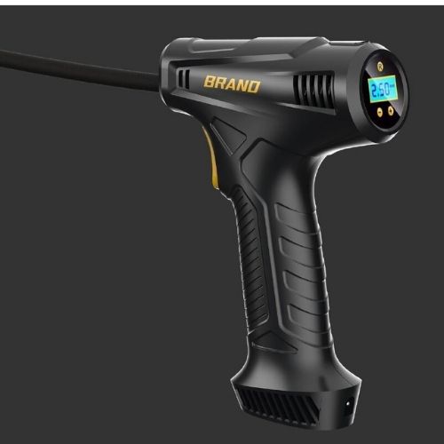Compresor de aire inalambrico 80 watts con linterna y medidor de presion de ruedas con 3 tomas de aire y cargador usb