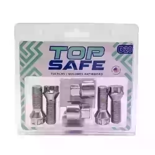 Conjunto de bulones antirrobo - conjunto de 4 bulones + 2 llaves medidas  paso de rosca 14x1.5, hexagono 19mm, largo 34mm  