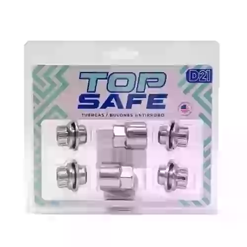 Conjunto de bulones antirrobo - conjunto de 4 bulones + 2 llaves medidas  paso de rosca 12x1.5 conico, hexagono 21mm, largo 26mm  