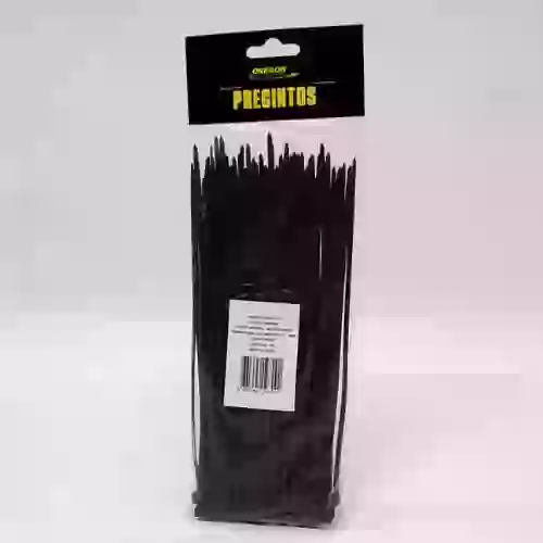 Bolsa de precintos (100 unidades) - 200mm largo x 3.5mm ancho  -18kg color negro cantidad por caja master 200  