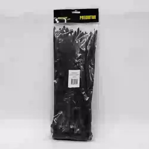Bolsa de precintos (100 unidades) - 350mm largo x 7.5 mm ancho - 55 kg color negro