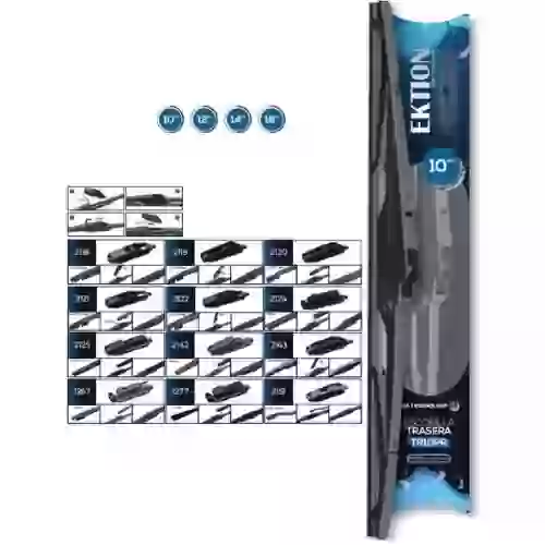 Escobilla trasera fit universal multi funcional - 14´´ curva goma - 10 enganches (100% aplicaciones) cantidad por caja master 50  